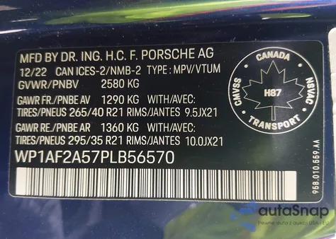 2023 Porsche Macan Gts from USA, damaged, VIN WP1AF2A57PLB56570